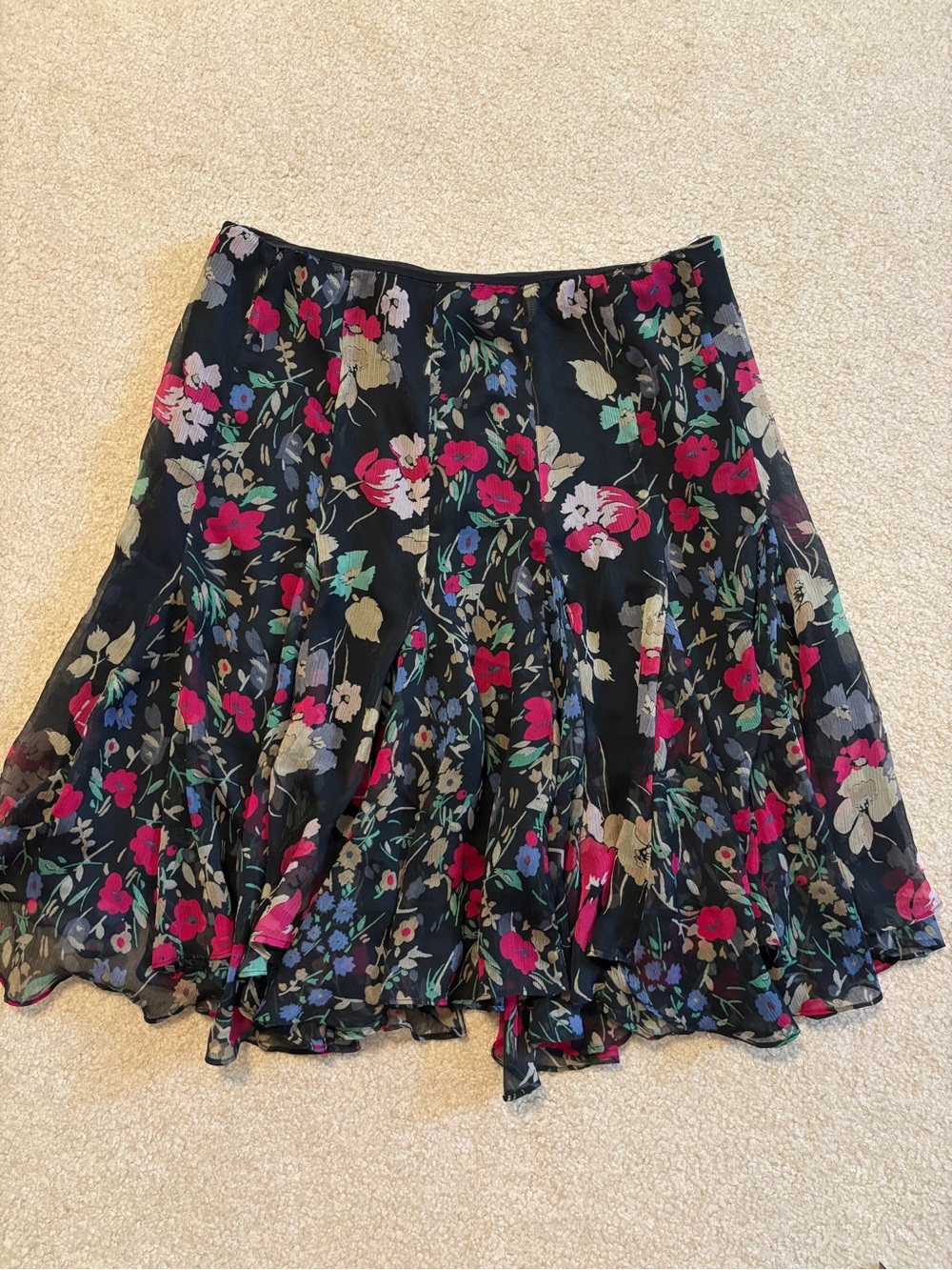 Ralph Lauren Black Floral A Line Skirt Size 12